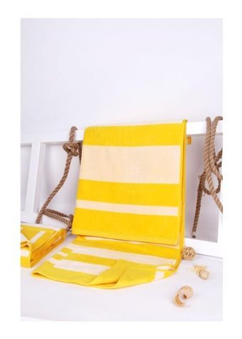 Baveno Mikrofiber Plaj Havlusu Beyaz - Sarı