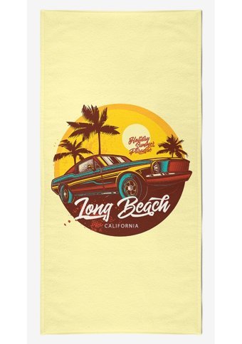 Vevien Tong Beach Car Pamuk - Polyester Plaj Havlusu Sarı