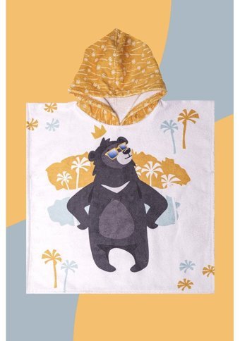 Vevienhome Cool Bear Pamuk Plaj Havlusu Sarı