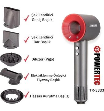 Powertec Tr-3333 Vigolu İyonlu 2400 W Standart Saç Kurutma Makinesi
