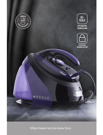 Homend 1173H 3000 W Yapışmaz Yatay Şok Buharlı Ütü