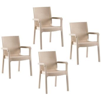 Holiday Kollu Rattan 4 Adet Bahçe Sandalyesi