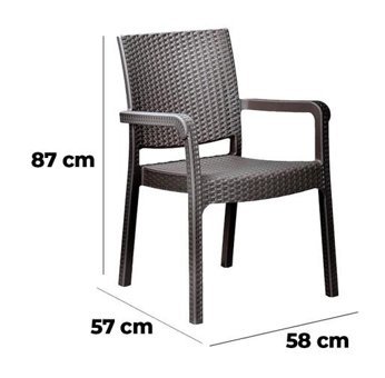 Holiday ID6018 Kollu Rattan 6 Adet Bahçe Sandalyesi