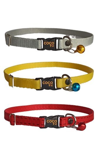 Cocopet Zilli Düz Kırmızı Ayarlanabilir Gezdirme Boyun Kedi Tasması