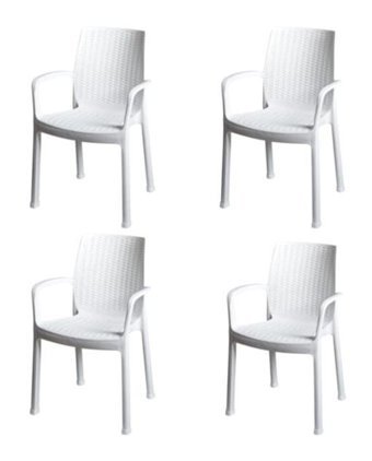 Estelia Kollu Rattan 4 Adet Bahçe Sandalyesi