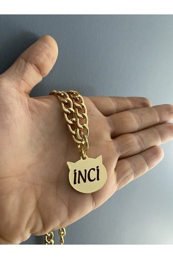 Petisim Zincir Altın Ayarlanabilir Gezdirme Boyun Kedi Tasması