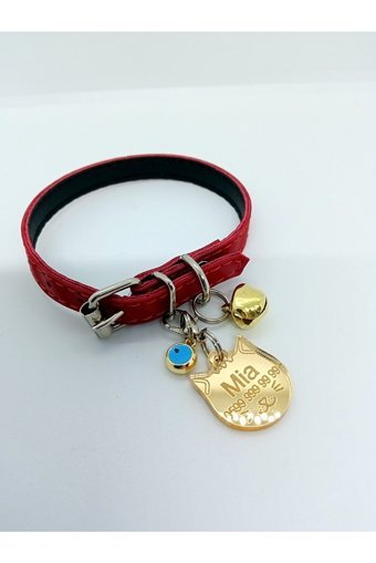 Sempati Store Zilli İsimlikli Turuncu Ayarlanabilir Gezdirme Boyun Kedi Tasması