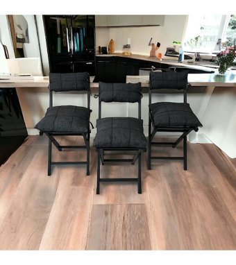 Modern Style Home Kolsuz Katlanabilir Metal 3 Adet Bahçe Sandalyesi