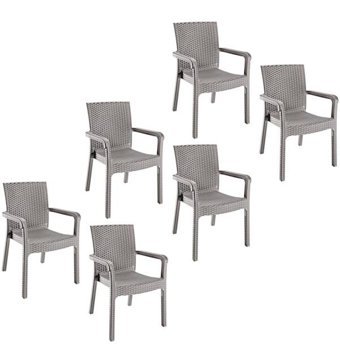 Holiday Kollu Rattan 6 Adet Bahçe Sandalyesi