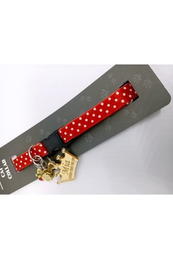 Sempati Store Zilli İsimlikli Güvenlikli Kırmızı Ayarlanabilir Gezdirme Boyun Kedi Tasması