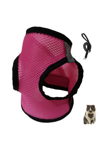Patifashion Fileli Güvenlikli Fosforlu Pembe Ayarlanabilir Gezdirme Göğüs Kedi Tasması