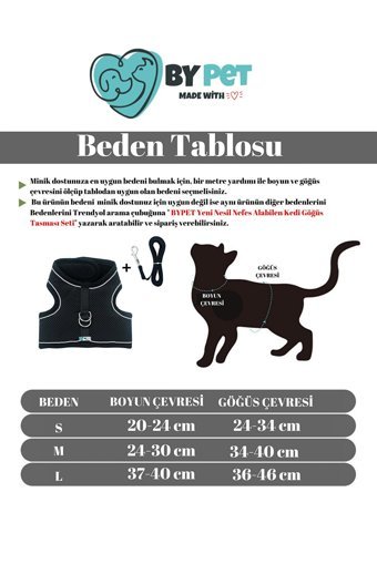 Bypet Fileli Fosforlu Kırmızı Ayarlanabilir Gezdirme Göğüs Kedi Tasması