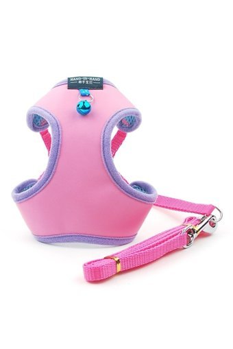 Ebulduk Zilli Düz Pembe Ayarlanabilir Gezdirme Göğüs Kedi Tasması