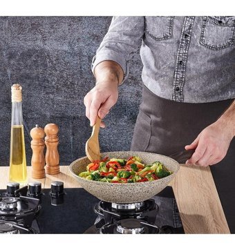 Falez Creamy Granitec Döküm 28 cm Wok Tava