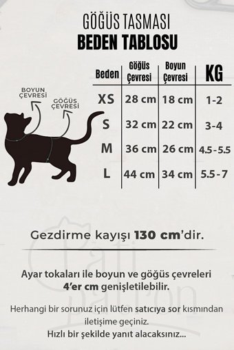 Patipatron Düz Turuncu Ayarlanabilir Gezdirme Göğüs Kedi Tasması