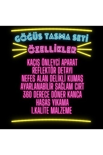 Patifashion Fileli Fosforlu Yeşil Ayarlanabilir Gezdirme Göğüs Kedi Tasması