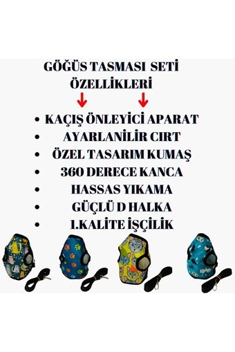Patifashion Düz Fosforlu Yeşil Ayarlanabilir Gezdirme Göğüs Kedi Tasması