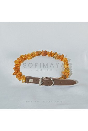 Sofi Maya Boncuklu Turuncu-Kahverengi Ayarlanabilir Pire Tasması