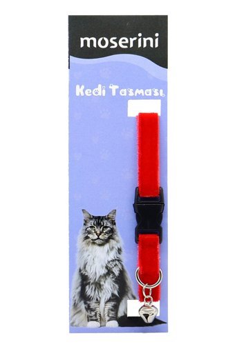 Moserini Zilli Düz Siyah Ayarlanabilir Gezdirme Boyun Kedi Tasması