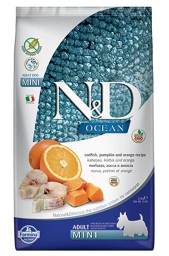 N&D Morina Balıklı Portakallı Küçük Irk Yetişkin Köpek Maması 2.5 Kg