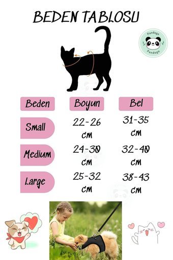 Pandogo Fileli Fosforlu Pembe Ayarlanabilir Gezdirme Göğüs Kedi Tasması