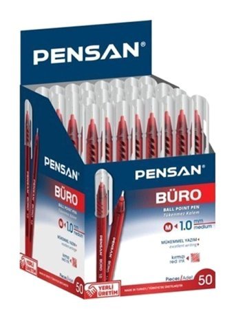 Pensan 2270 1 mm 50'li Paket Tükenmez Kalem Kırmızı