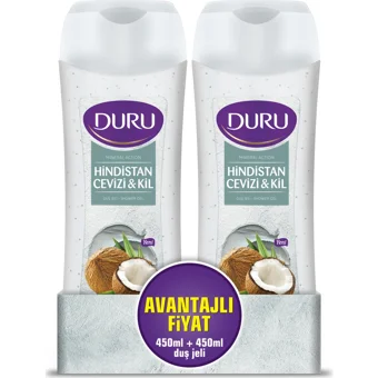 Duru Hindistan Cevizi Kil Duş Jeli 2x450 ml