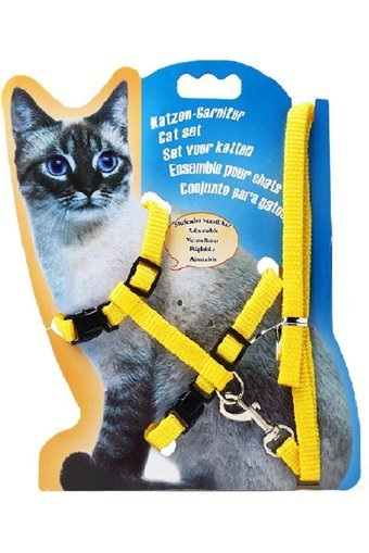 Tineke Düz Sarı Ayarlanabilir Gezdirme Göğüs Kedi Tasması