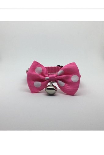 Tineke Papyonlu Zilli Pembe Ayarlanabilir Gezdirme Boyun Kedi Tasması