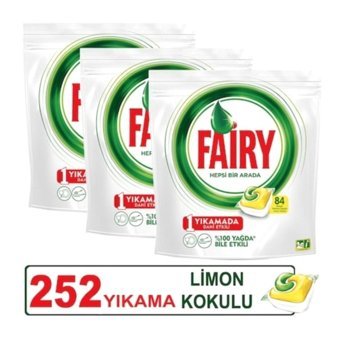 Fairy Hepsi Bir Arada Limon Kokulu Tablet Bulaşık Makinesi Deterjanı 252 Adet