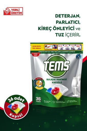 Tems Kokulu Tablet Bulaşık Makinesi Deterjanı 36 Adet