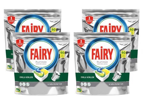 Fairy Platinum Limon Kokulu Tablet Bulaşık Makinesi Deterjanı 4x60 Adet