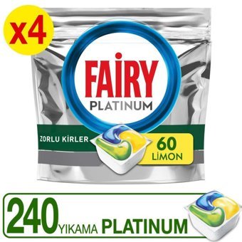 Fairy Platinum Limon Kokulu Tablet Bulaşık Makinesi Deterjanı 4x60 Adet