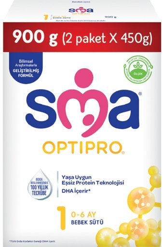Sma Optipro Laktozlu Tahılsız Probiyotikli 1 Numara Bebek Sütü 900 gr