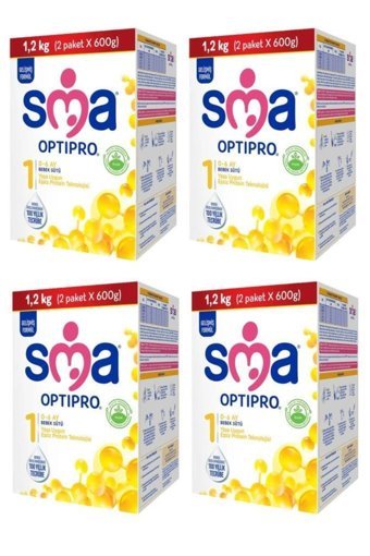 Sma Optipro Laktozlu Probiyotikli 1 Numara Bebek Sütü 4x1.2 kg
