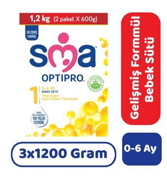 Sma Optipro Laktozlu Probiyotikli 1 Numara Bebek Sütü 3x1.2 kg