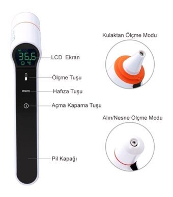 Pangao Alından ve Kulaktan Temassız Dijital Tabanca Bebek ve Yetişkin Ateş Ölçer