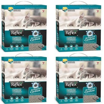 Reflex Topaklanan İnce Taneli Aktif Karbonlu Bentonit Kedi Kumu 4x6 lt