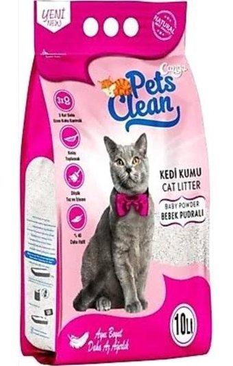 Cango Bebek Pudrası Kokulu Topaklanan İnce Taneli Bentonit Kedi Kumu 10 lt