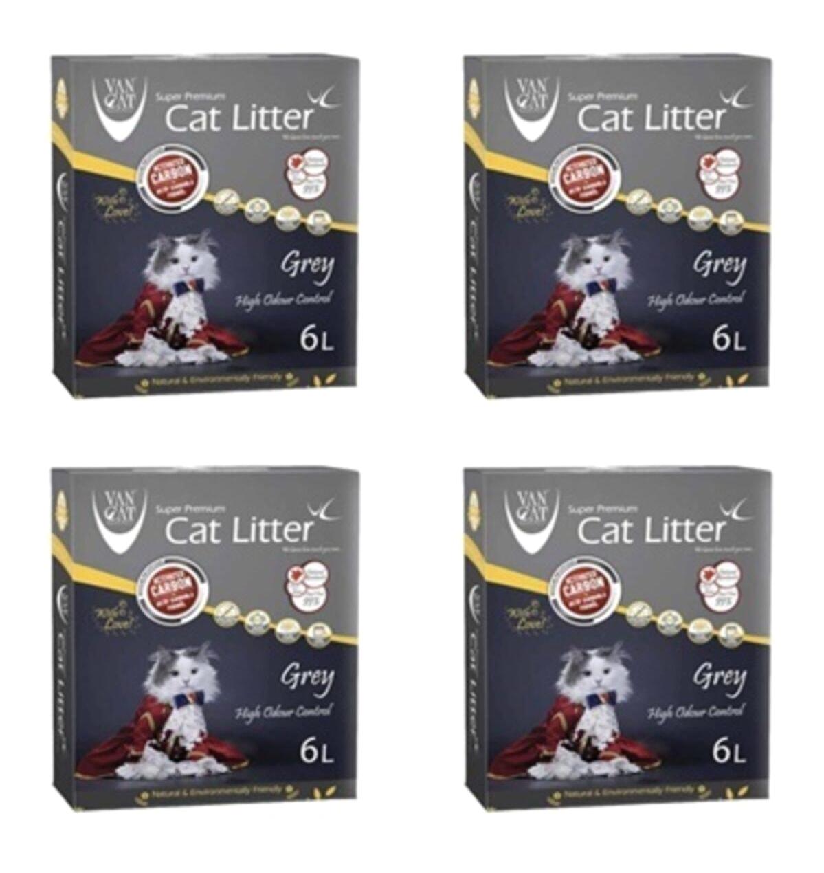 Van Cat Topaklanan İnce Taneli Aktif Karbonlu Bentonit Kedi Kumu 4x6 lt