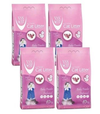 Van Cat Bebek Pudrası Kokulu Topaklanan İnce Taneli Bentonit Kedi Kumu 4x10 lt