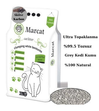 MarCat Topaklanan İnce Taneli Aktif Karbonlu Bentonit Kedi Kumu 20 lt
