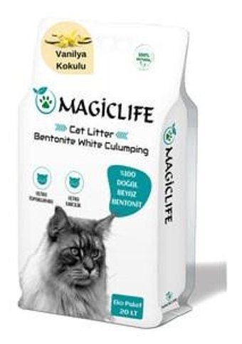 Magiclife Vanilya Kokulu Topaklanan İnce Taneli Bentonit Kedi Kumu 20 lt