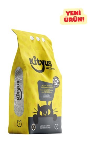 Kityus Topaklanan İnce Taneli Aktif Karbonlu Sodyum Bentonit Kedi Kumu 5 lt