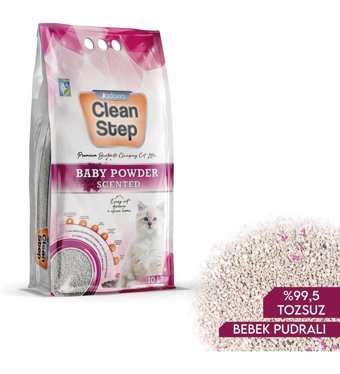 Jadawa Clean Step Bebek Pudrası Kokulu Topaklanan İnce Taneli Bentonit Kedi Kumu 10 lt