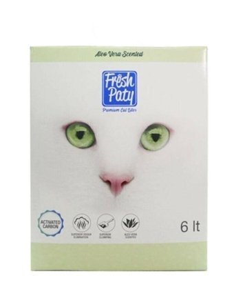 Fresh Paty Aloe Vera Kokulu Topaklanan İnce Taneli Aktif Karbonlu Bentonit Kedi Kumu 2x6 lt