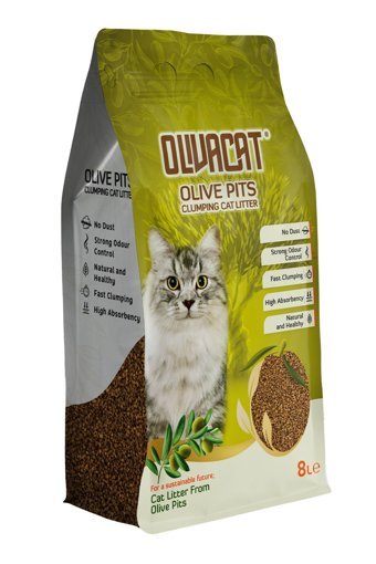 Olivacat Topaklanan İnce Taneli Aktif Karbonlu Organik Kedi Kumu 8 lt