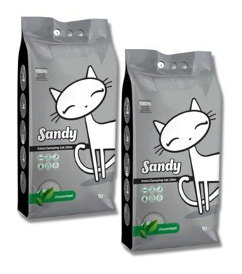 Sandy Kokusuz Topaklanan İnce Taneli Sodyum Bentonit Kedi Kumu 2x10 kg
