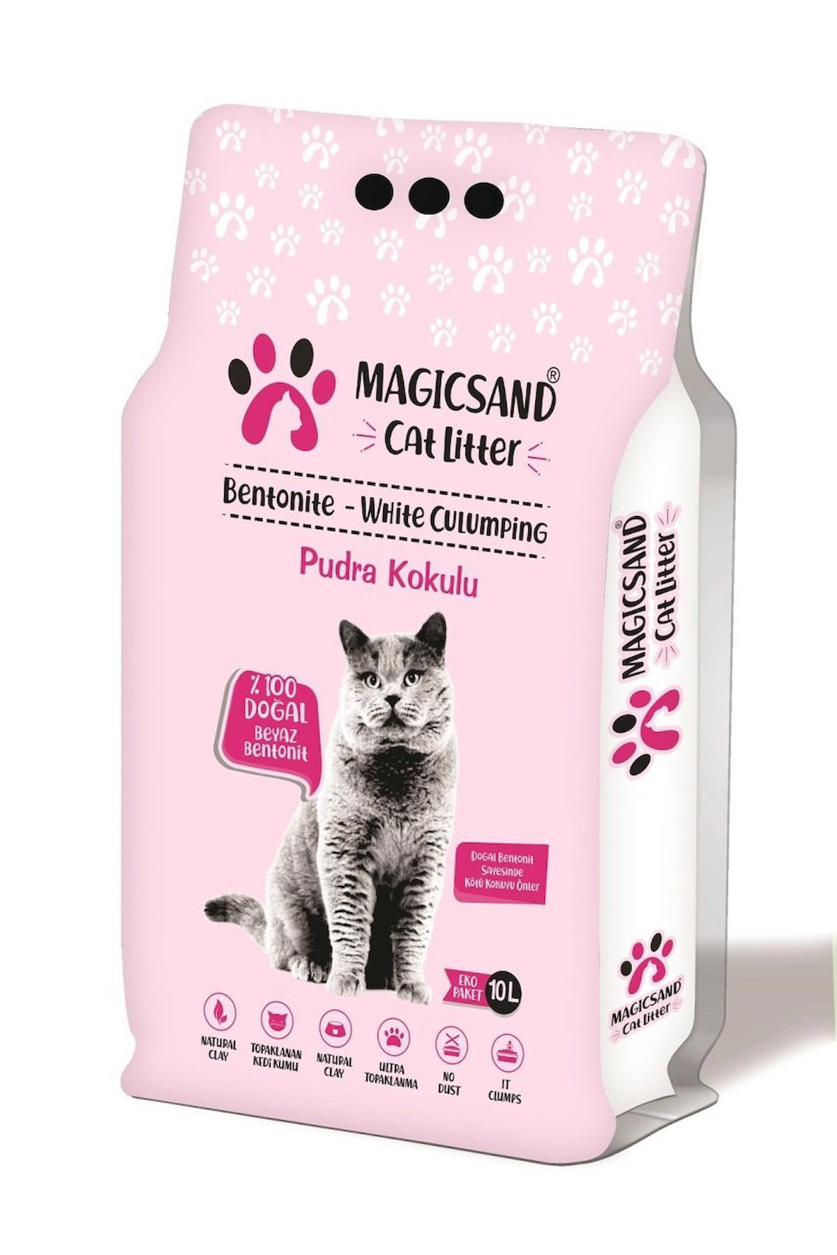 Magicsand Bebek Pudrası Kokulu Topaklanan İnce Taneli Bentonit Kedi Kumu 10 lt