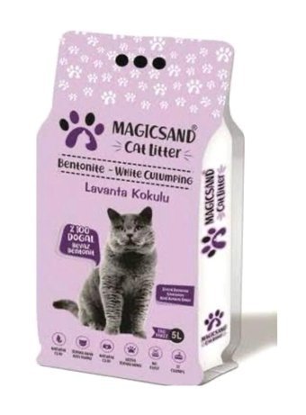 Magicsand Lavanta Kokulu Topaklanan İnce Taneli Bentonit Kedi Kumu 5 lt